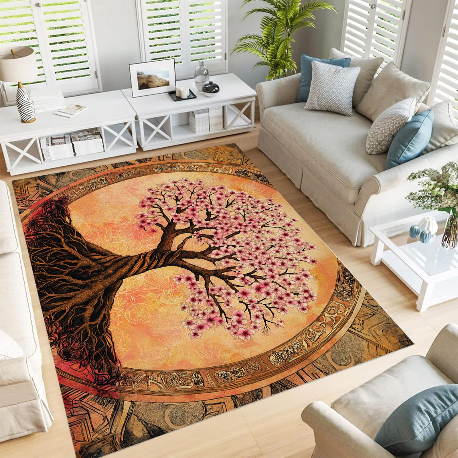 Tapis de salle à manger géométrique pour créer un espace chaleureux