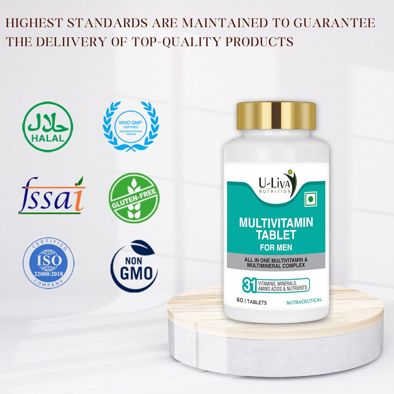 U-LIVA NUTRITION Multivitamin Tablets for Men (60 Tablets) | Biotin, Calcium, Vitamin D3, Vitamin C, Vitamin A, Zinc & 31 Essential Nutrients | Energy, Immunity & Overall Wellness | 3.7 mg U-LIVA NUTRITION Multivitamin Tablets for Men (60 Tablets) | Biotin, Calcium, Vitamin D3, Vitamin C, Vitamin A, Zinc & 31 Essential Nutrients | Energy, Immunity & Overall Wellness | 3.7 mg