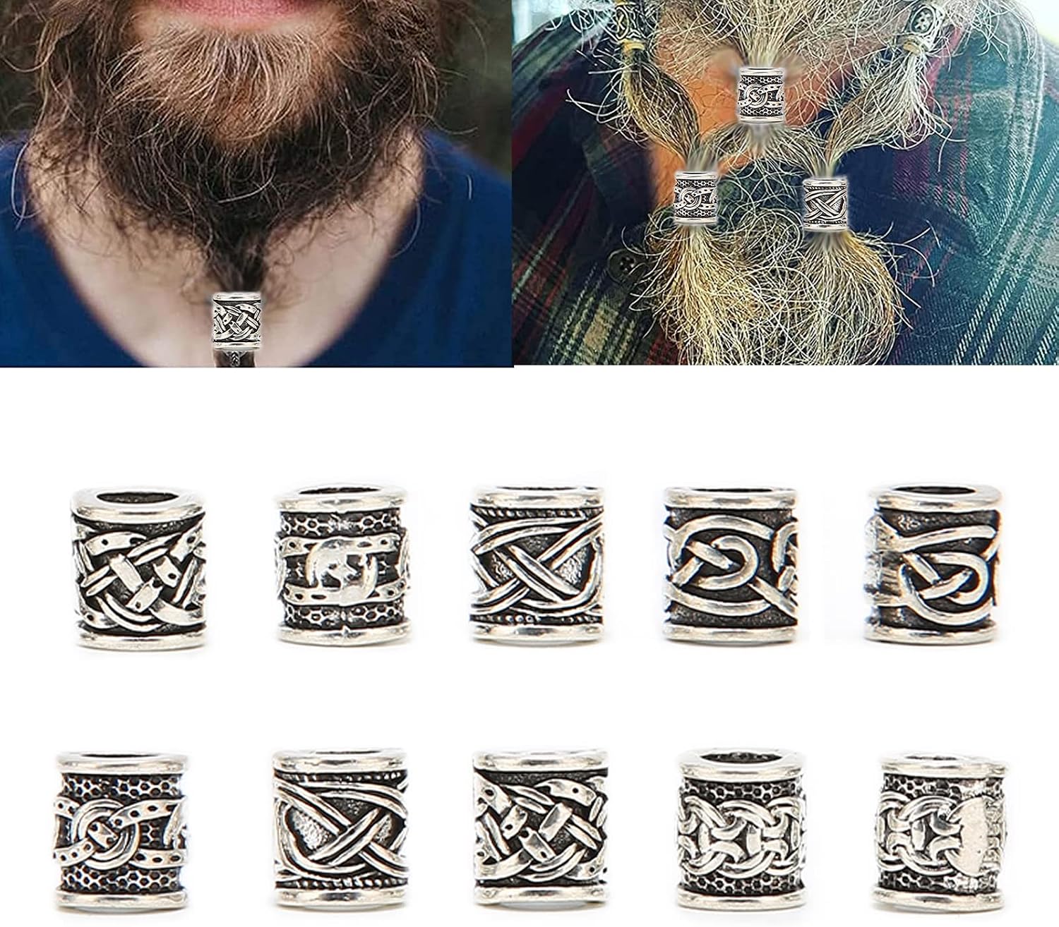 Viking Beard Beads Antique Norse Dreadlock Alloy Nordic Hair Tube for Beard Braid Jewelry Making 10PCS Pack
