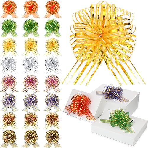 Poen 24 lazos de Navidad para envolver regalos, lazos grandes de organza de 6 pulgadas para envolver regalos con cinta para cestas de regalo, boda,