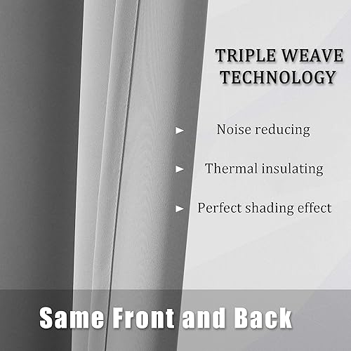 Miniatura 5 de DUALIFE Cortinas opacas para sala de estar, con aislamiento térmico, con ojales, para oscurecer la habitación, cortinas para dormitorio, juego de 2