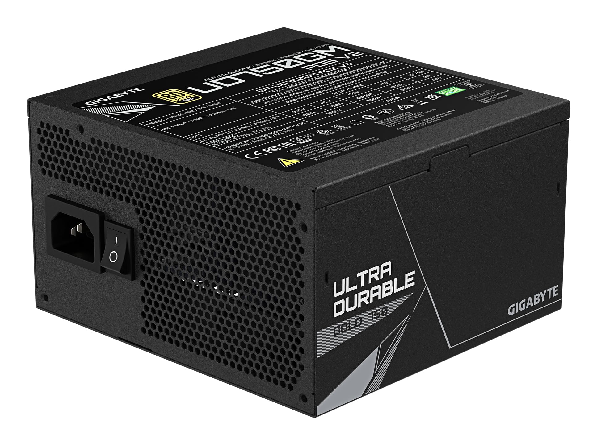 GIGABYTE UD750GM PG5 V2 Fuente de Alimentación – PCIe Gen 5.1, 80 Plus Gold, Diseño Completamente Modular, Ventilador de 120 mm, Compatible con ATX 3.1, Enchufe EU