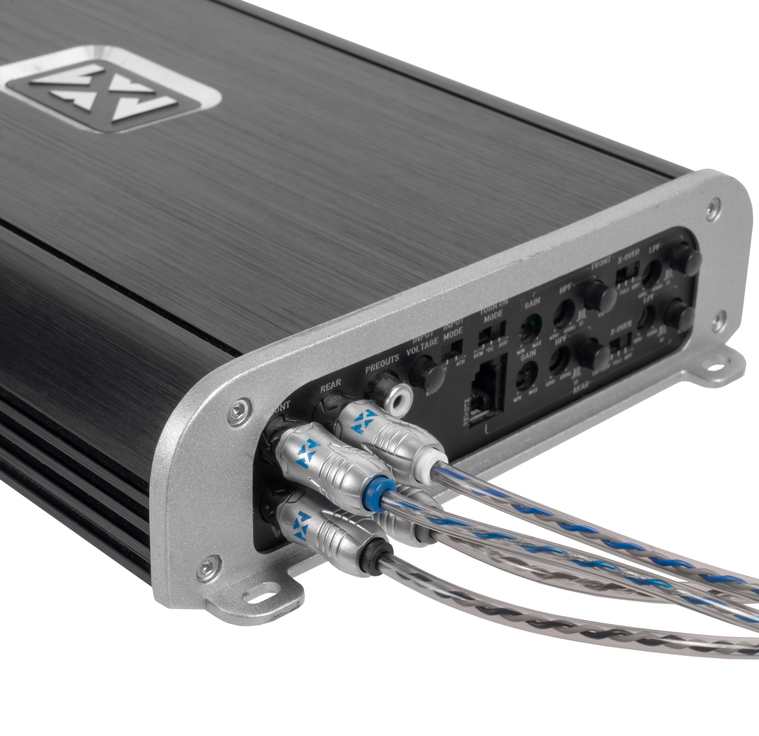 NVX® XIX43 9.84 ft (3 Meter) Oxygen Free Copper 4-Channel Double Twisted Pair X-Series Car Audio RCA Audio Interconnect Cable with Shielded Noise Reduction and Split-tip Silver-Plated Machined Ends