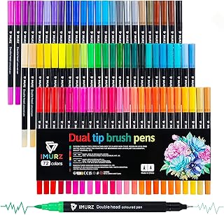 Fymoo 72 Dual Tip Colouring Pens brush pens,Felt Tip Pens for Artists,Beginners and Adults Colouring Books, Drawing, Painting, Calligraphy