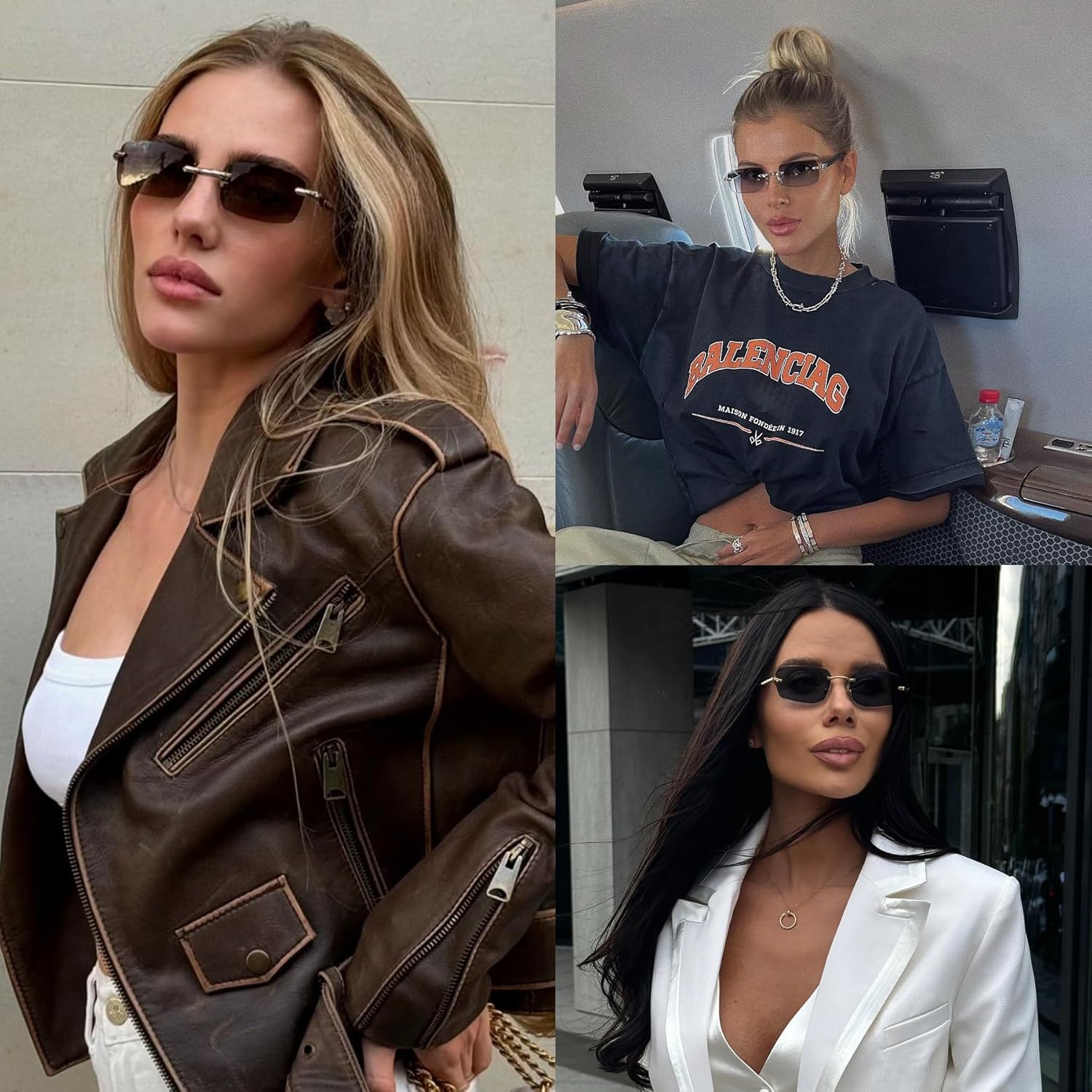 SDINM Fashion Rectangle Rimless Sunglasses for Men Women Frameless Tinted Lens Sun Glasses Shades - Image 4