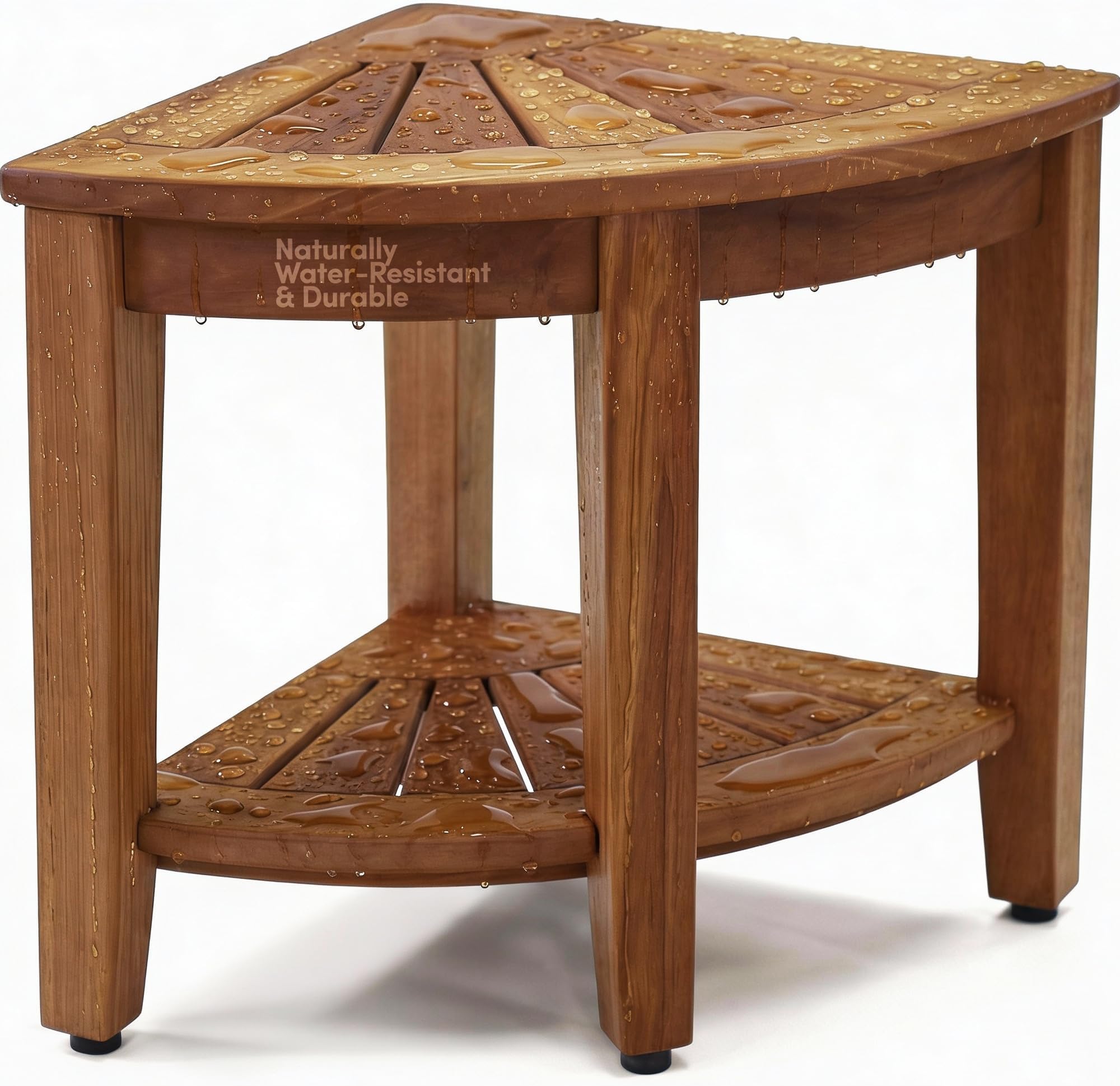 AquaTeak The Original 15.5" Kai Corner Teak Shower Bench with Shelf