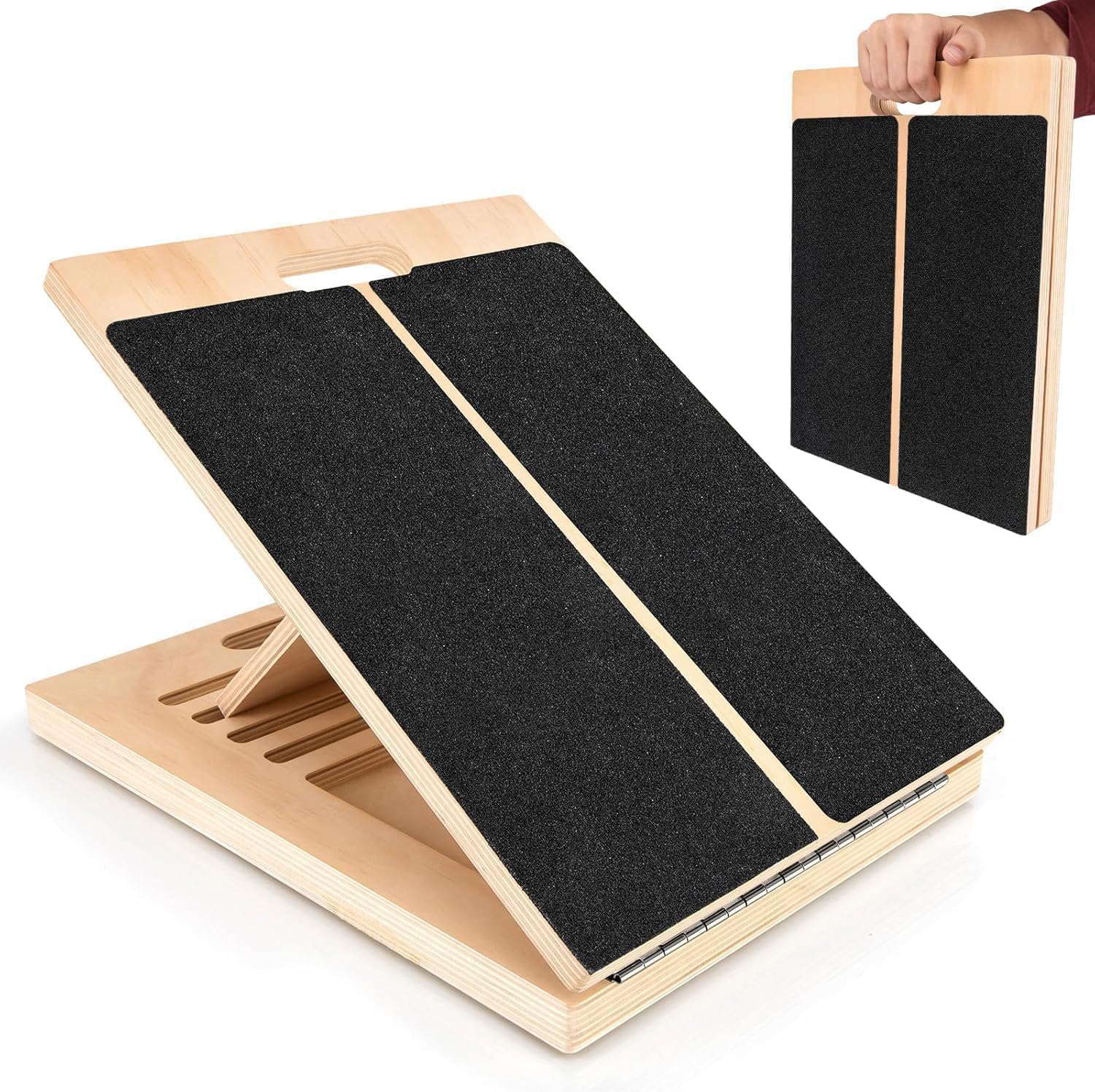 Wooden Slant Board for Calf Stretching, Portable Rehab Stretching Board Adjustable Slant Board for Calf Stretching for Ankle Heel Feet Leg Knees Recovery & Strength Training