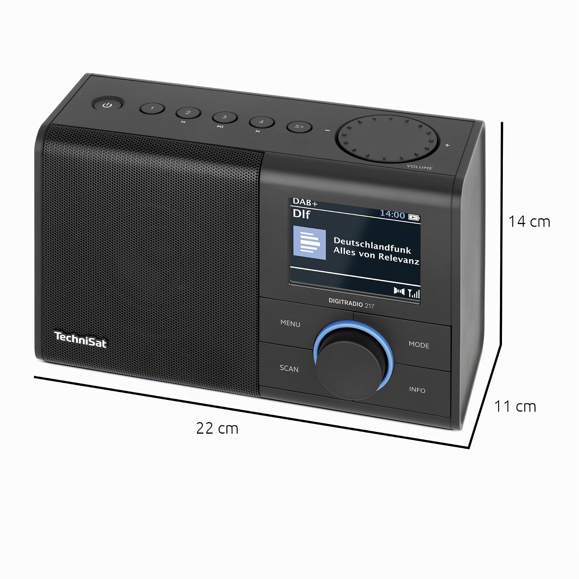 TechniSat DIGITRADIO 217 – Radio digitale DAB+ compatto e portatile (FM, display a colori, Bluetooth, tasti diretti, rete/batterie, doppia sveglia, memorie preferiti) nero