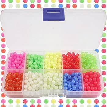 1000PCS Fishing Beads,Glow Fishg Line Bead Saltwater Freshwater Soft Rubbe and Plastic Luminous Fish Beads Bait Eggs for Fishing Rigs Lures Salmon Trout Steelhead