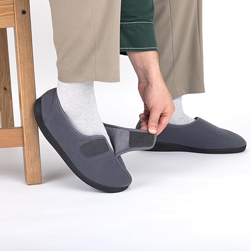 Miniatura 5 de Pantuflas cómodas para diabéticos de espuma viscoelástica 80-D para pies hinchados, edema, artritis, ancianos para interiores y exteriores con suela