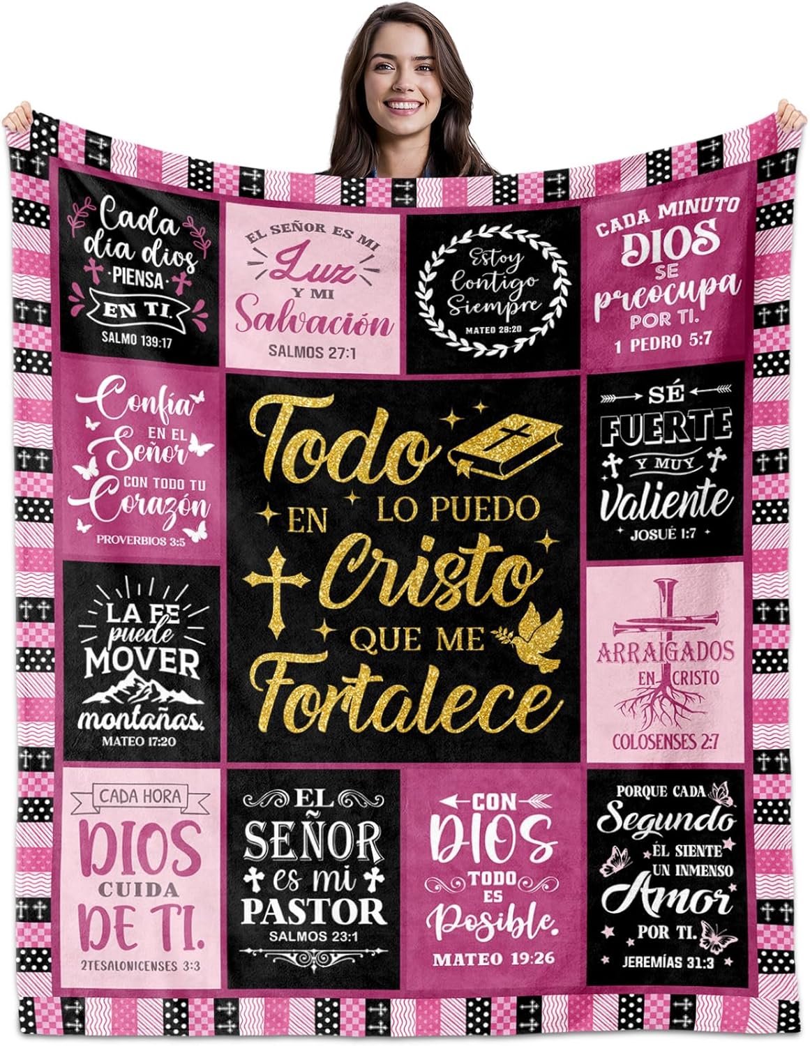 Spanish Christian Gifts for Women Throw Blanket 50"X60", Regalos Cristianos para Mujer, Religious Inspirational Gifts for Women, Spanish Woman Christian Gift for Mother's Day Birthday