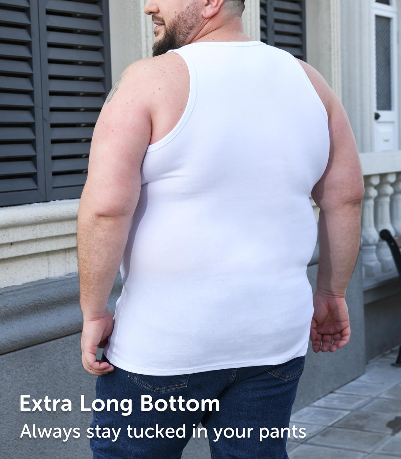 Comfneat Men's 4-Pack Big & Tall Tight Fit A-Shirts Cotton Spandex Tank Tops Sleeveless Undershirts - Image 5