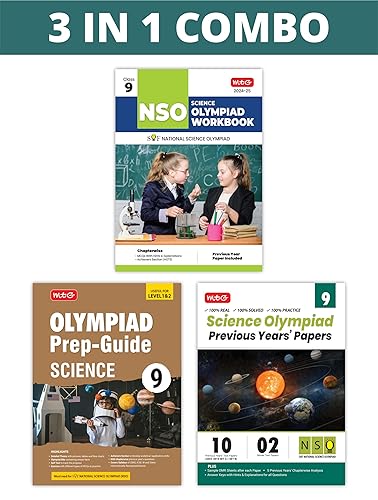 MTG National Science Olympiad (NSO) Workbook, Prep-Guide &amp; Previous Years Papers (PYQs) with Mock Test Paper Class 9 - SOF Olympiad Books For 2024-25 Exam (Set of 3 Books)