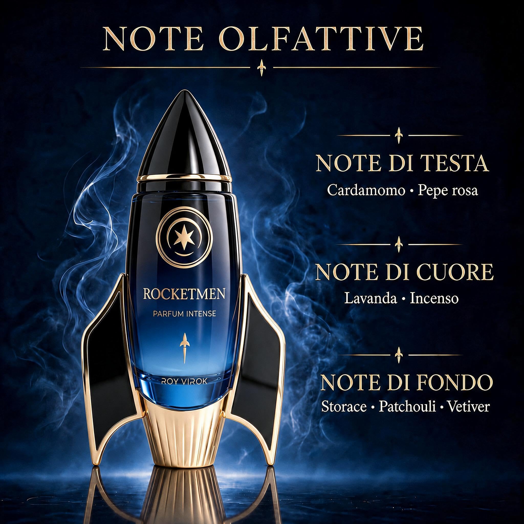 ROCKETMEN Parfum Intense 30% - Profumo da Uomo 100 ml, Profumi Uomo Legnosi | Profumo Uomo a lunga durata e con scia elegante. Fragranza speziata e legnosa in un inconfondibile flacone a forma di razzo.