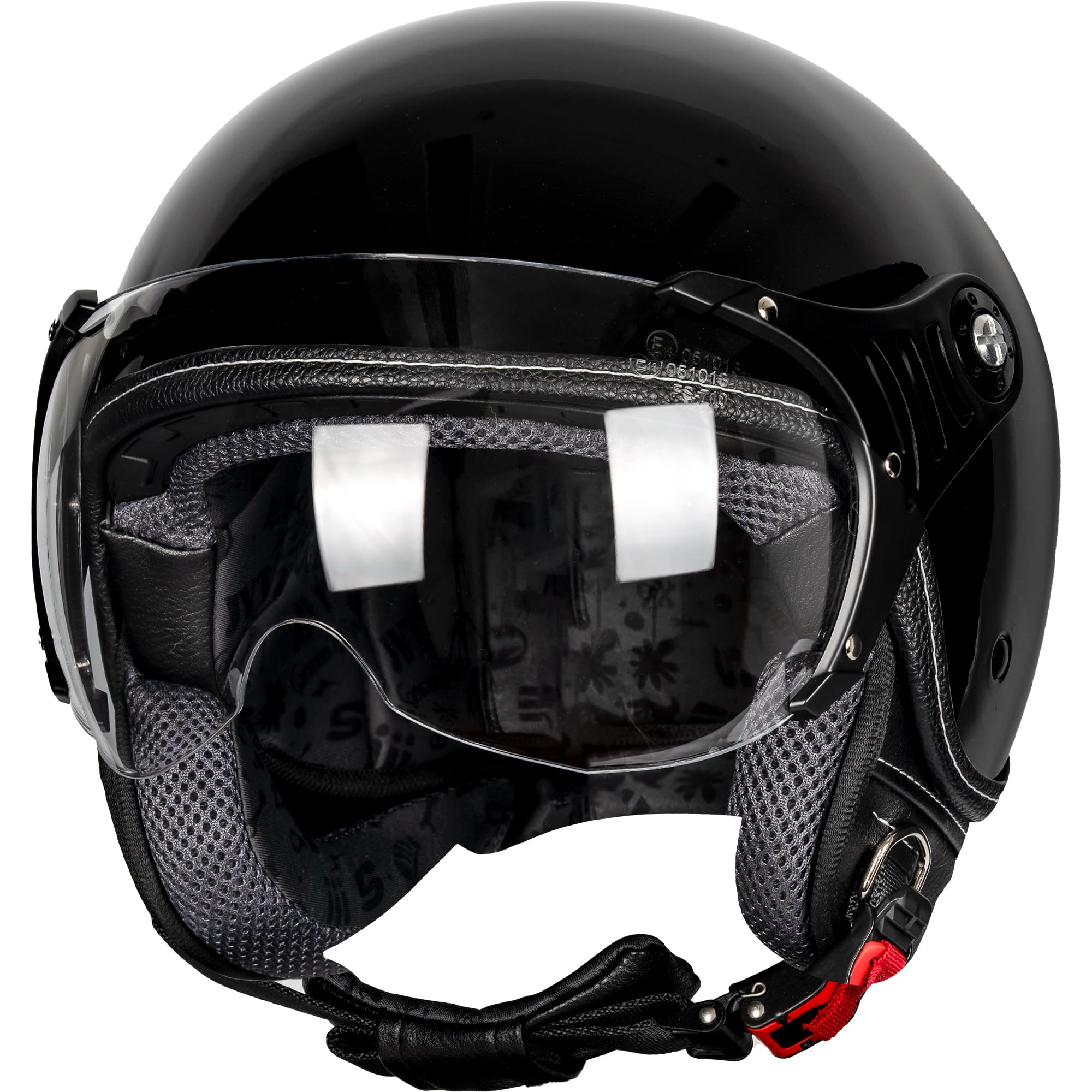 3/4 Motorcycle Helmets Retro Open Face Vespa Scooters Helmet with Clear Visor for Men and Women- DOT Approved