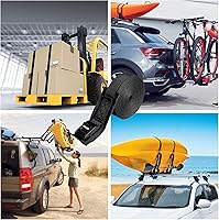 Vista 6 de WEDAMER Paquete de 2 correas de amarre para kayak de 8 pies con hebilla de leva de alta resistencia, correa ajustable para kayak, camiones
