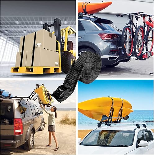 Miniatura 6 de WEDAMER Paquete de 2 correas de amarre para kayak de 8 pies con hebilla de leva de alta resistencia, correa ajustable para kayak, camiones,