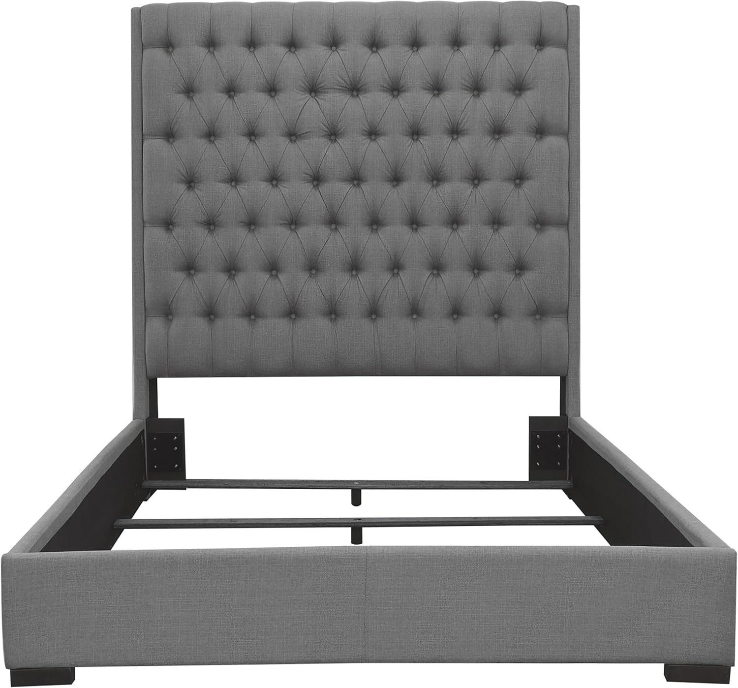 Coaster Home Furnishings - Camille - Wood - Upholstered Queen Panel Bed with Button Tufting and Tall Headboard - Bedroom - Grey - 300621Q