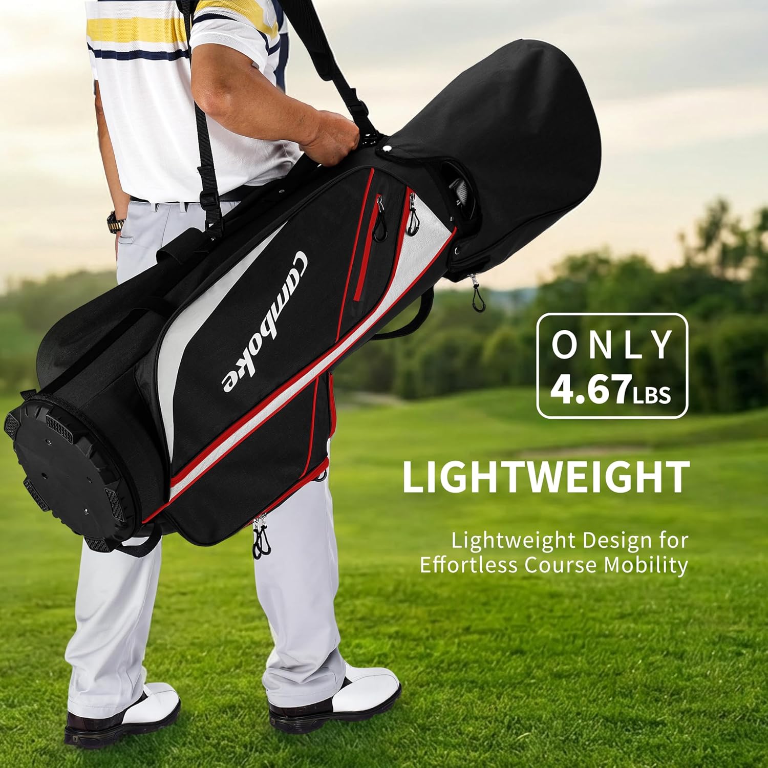 Lightweight Golf Cart Bag with 14-Way Full-Length Dividers, Cooler Pouch, Golf Bag for Men Women with Adjustable Padded Strap, Rain Hood, Golf Club Bag for Carts