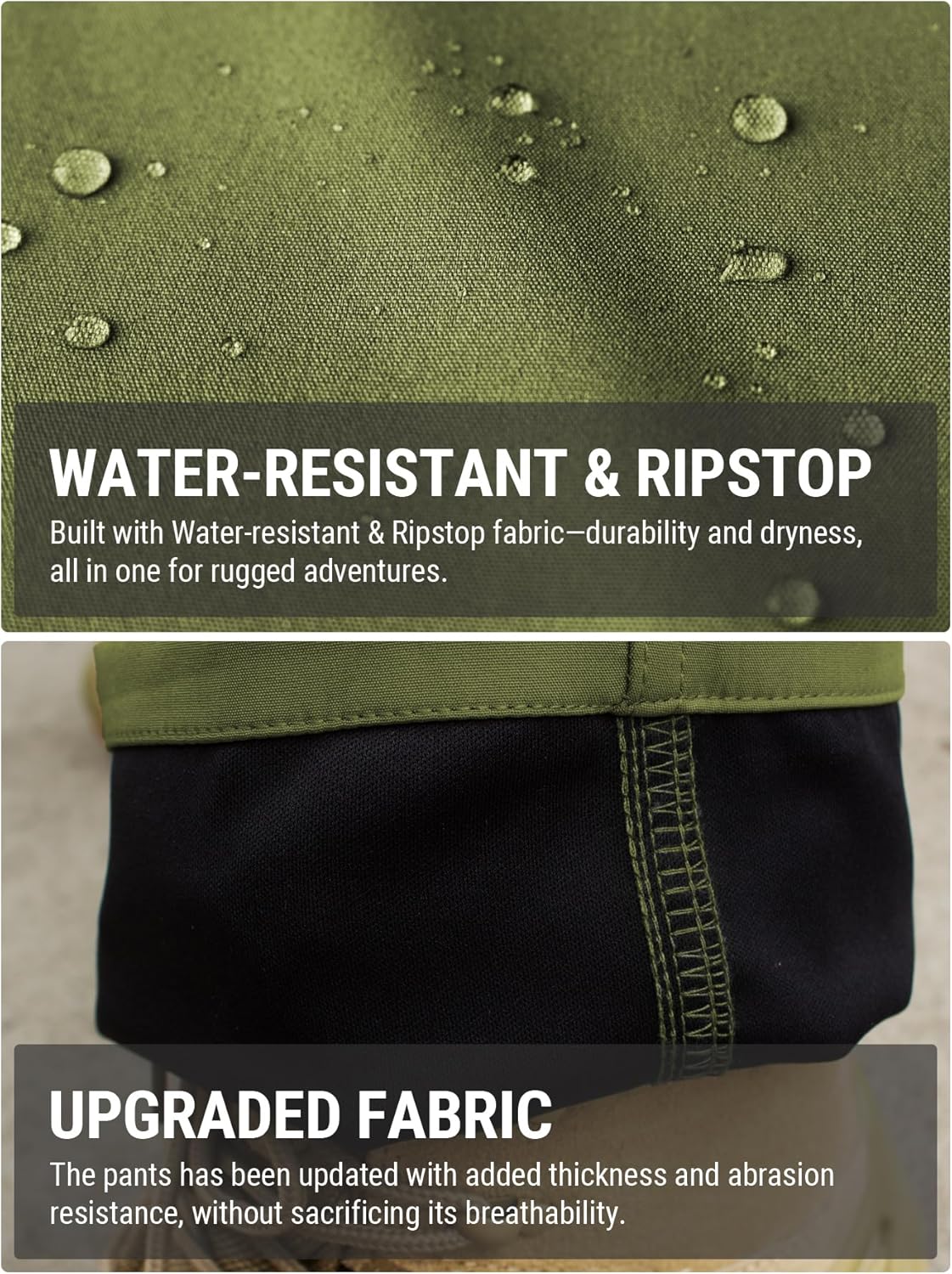 FLYFIREFLY Men's Ripstop Tactical Cargo Pants Water Resistant Quick Dry Hiking Work Pants with Multi-Pockets(No Belt) - Image 6