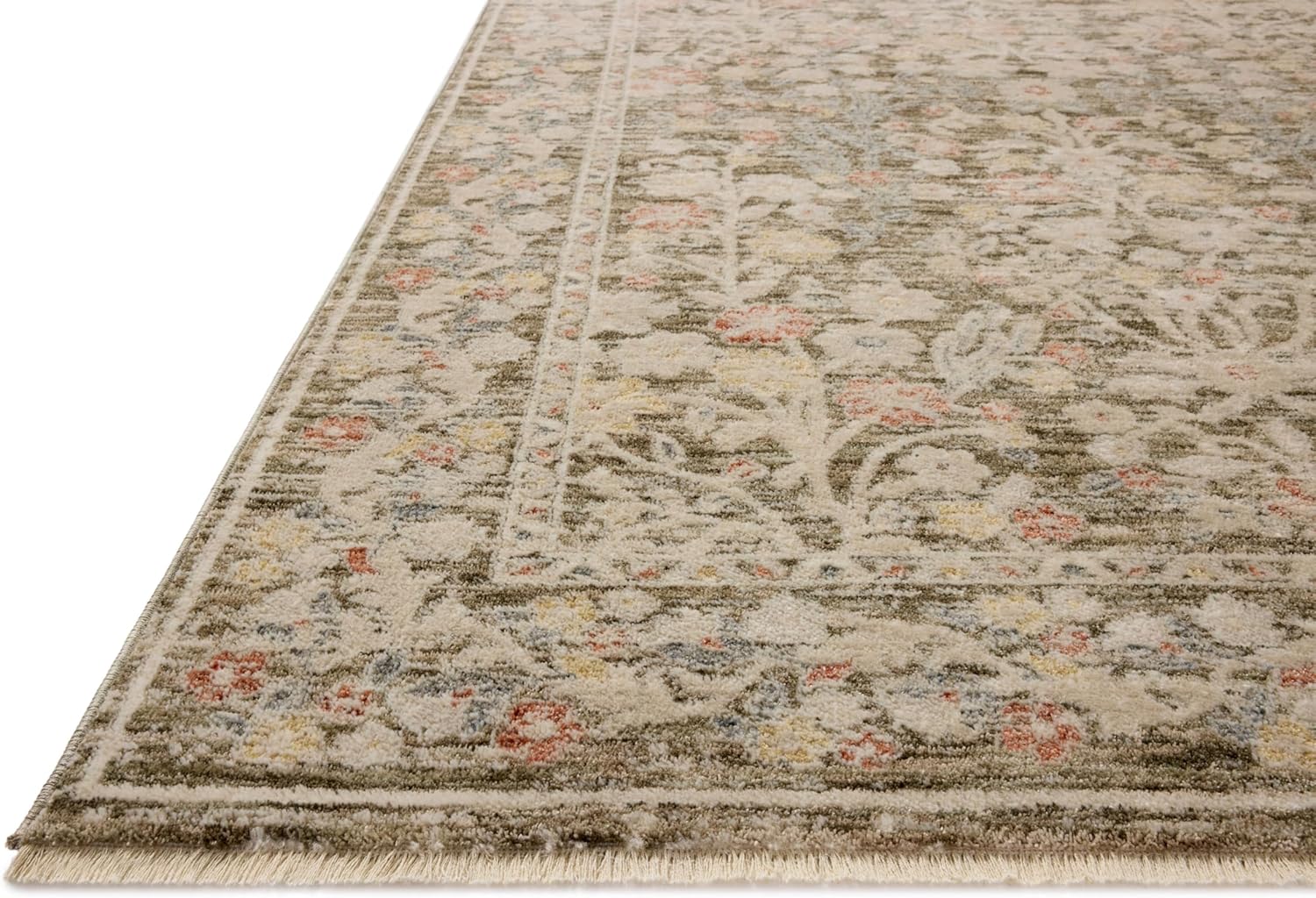 Loloi Clarisse Collection CLS-05 Olive/Multi 7'-10" x 10'-2" Fringe Area Rug