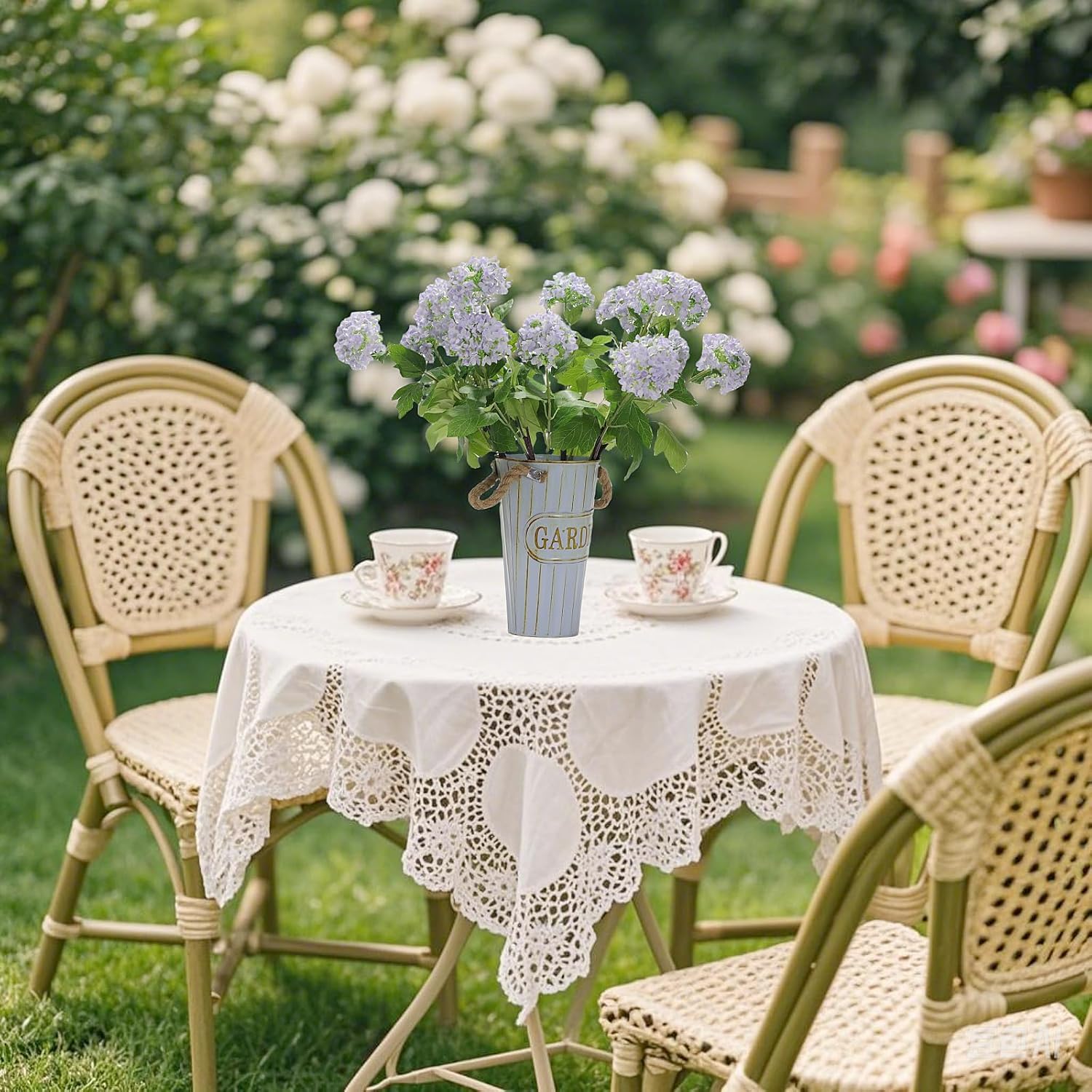 Hydrangea Artificial Flowers Fake Hydrangeas - Silk Flowers 4 Pack 28 Inch Long with 12 Real Touch Blooms, Snowball Viburnum for Wedding and Home Decor(Purple) - Image 7