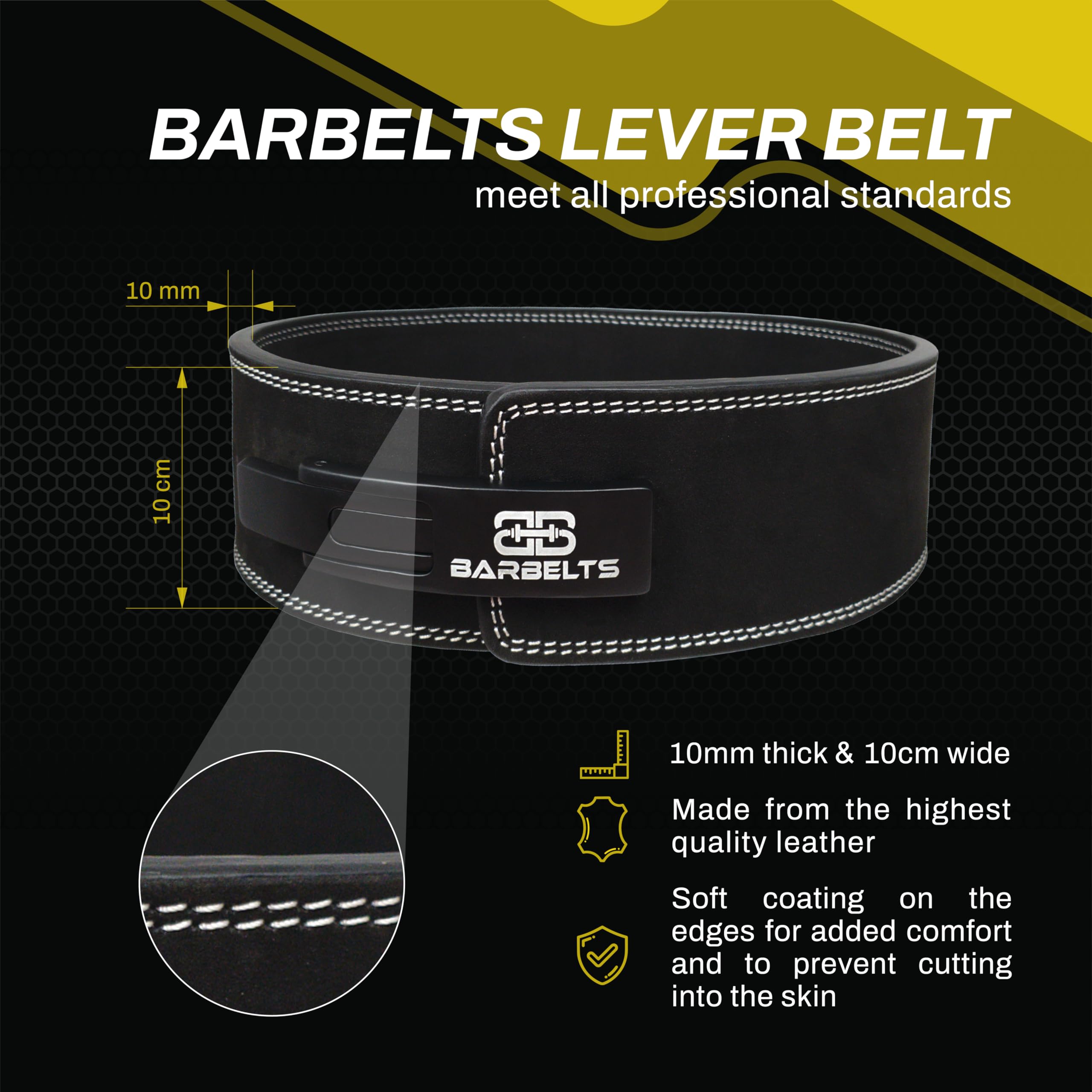 Lever Belt 10mm, Powerlift Gürtel, 100% Leder, Gewichtlifting Belt Strap, Gürtel für Krafttraining