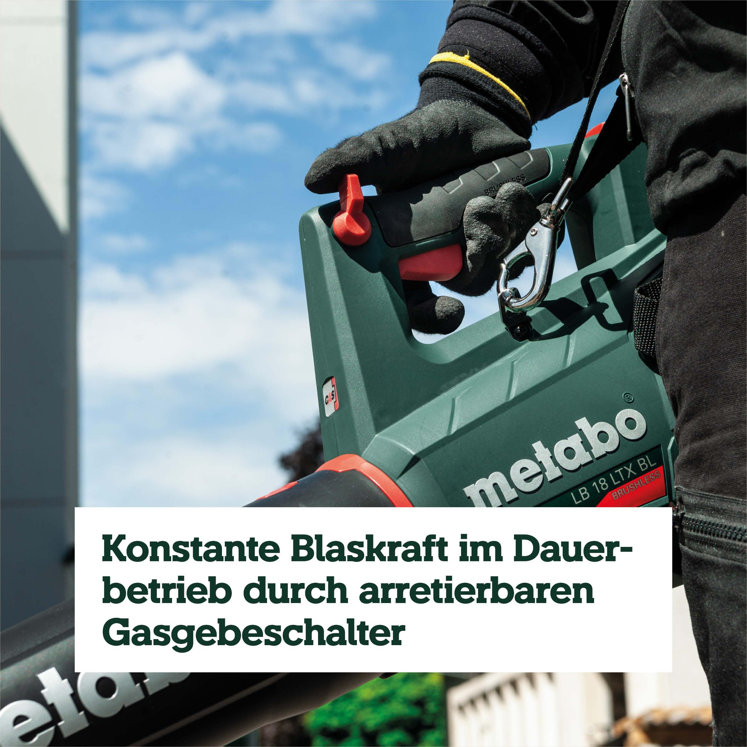metabo Akku-Laubbläser LB 18 LTX BL, 18V Laubgebläse für Garten und | Leistungsstarkes Akku-Blasgerät mit Brushless-Motor, Schultergurt und Blasrohr, ohne Akku und Ladegerät für CAS Systeme