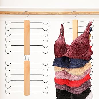 1 x Wooden Bra Organiser 12 Tier Bra Storage Space-saving hanger multifunctional hanger hanger for tank tops camisoles pyjamas bras suspender skirts