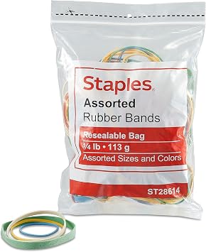 Staples Rubber Bands, Assorted Sizes & Colors, Economy Mix