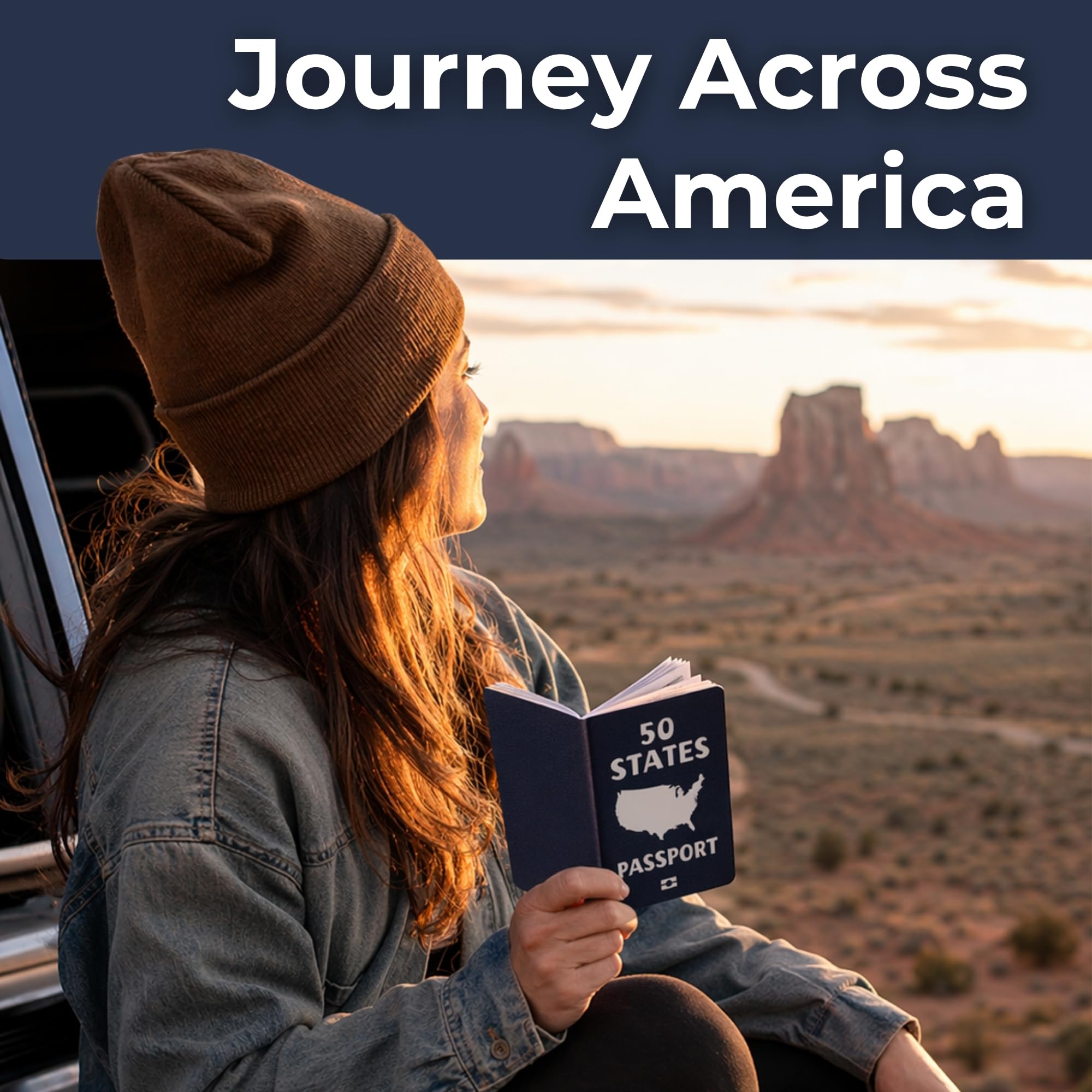 Libro de pasaportes de 50 estados, con calcomanías de bandera estatal y rastreador de mapas de viaje