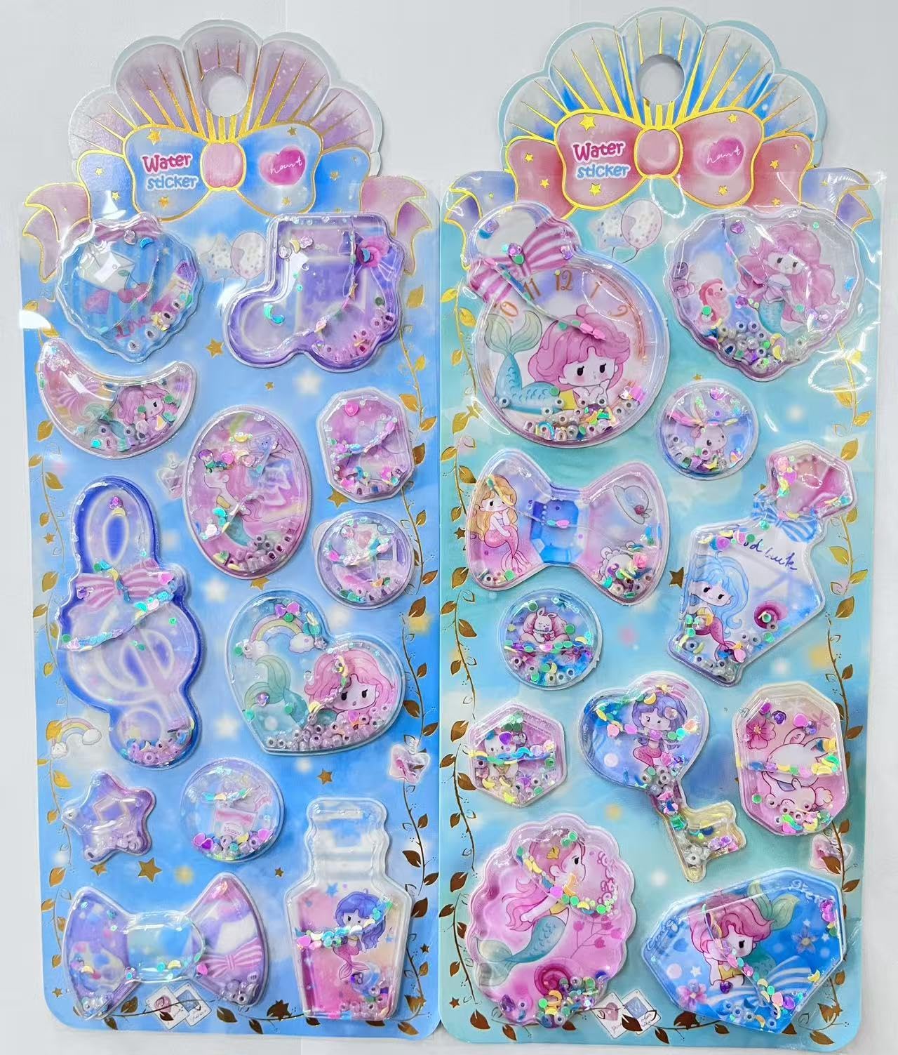 loong 水入りシール ウォーター ぷっくり しずくちゃん シャカシャカシール 励ましステッカー 3D 立体 2 枚入り 精巧な柄 手帳用装飾 DIY クリエイティブ ファッション 個性的 かわいい ギフ 2セットH