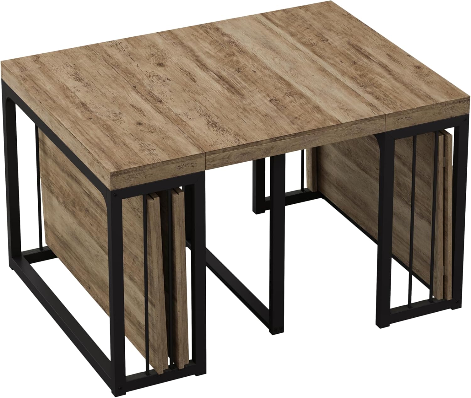 23.6" - 118" Extendable Dining Room Table, Modern Extra Long Folding Dining Tables for 2-10 People, Outdoor Patio Furniture Set, Adjustable Kitchen Dinner Table, Ancient Wood