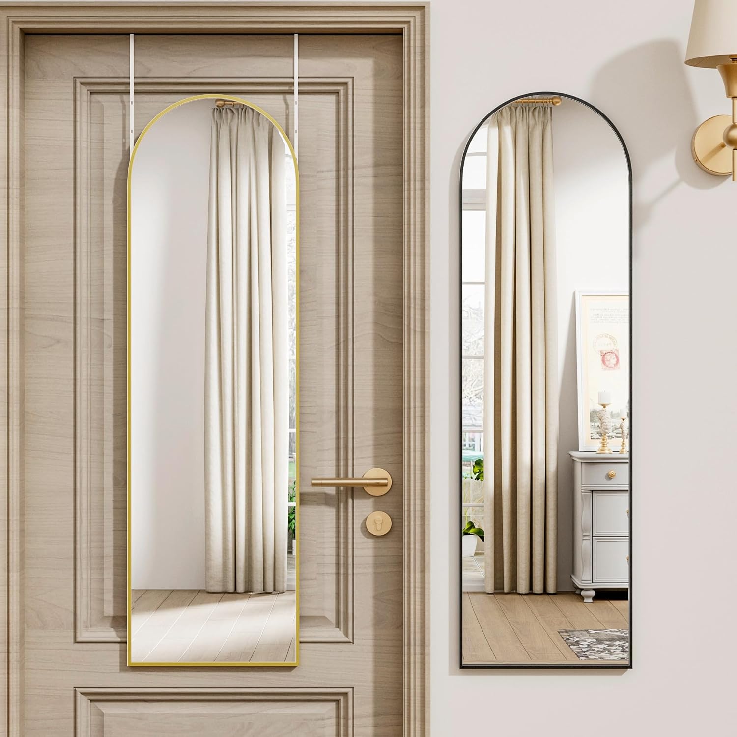 Vlush Door Mirror, Full Length Mirrors Over The Door, 14'' x 48'' Hanging/Rectangular Wall Mirror, Wall-Mounted/Hanging/Leaning, Home Decor,(Gold) - Image 5