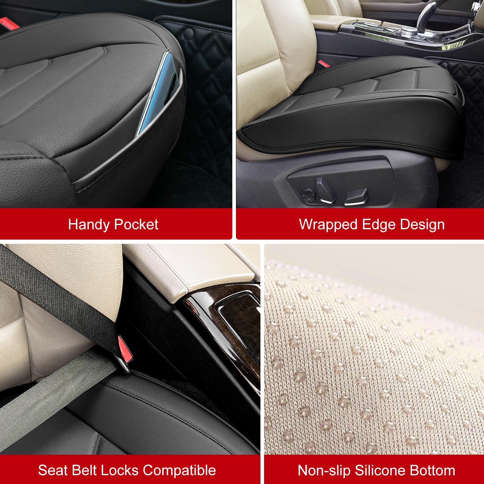 BOPUOVRE Car Seat Cover for Luxury Comfort - PU Leather Anti-Slip Full Wrap Protection with Storage Pocket for — view 7