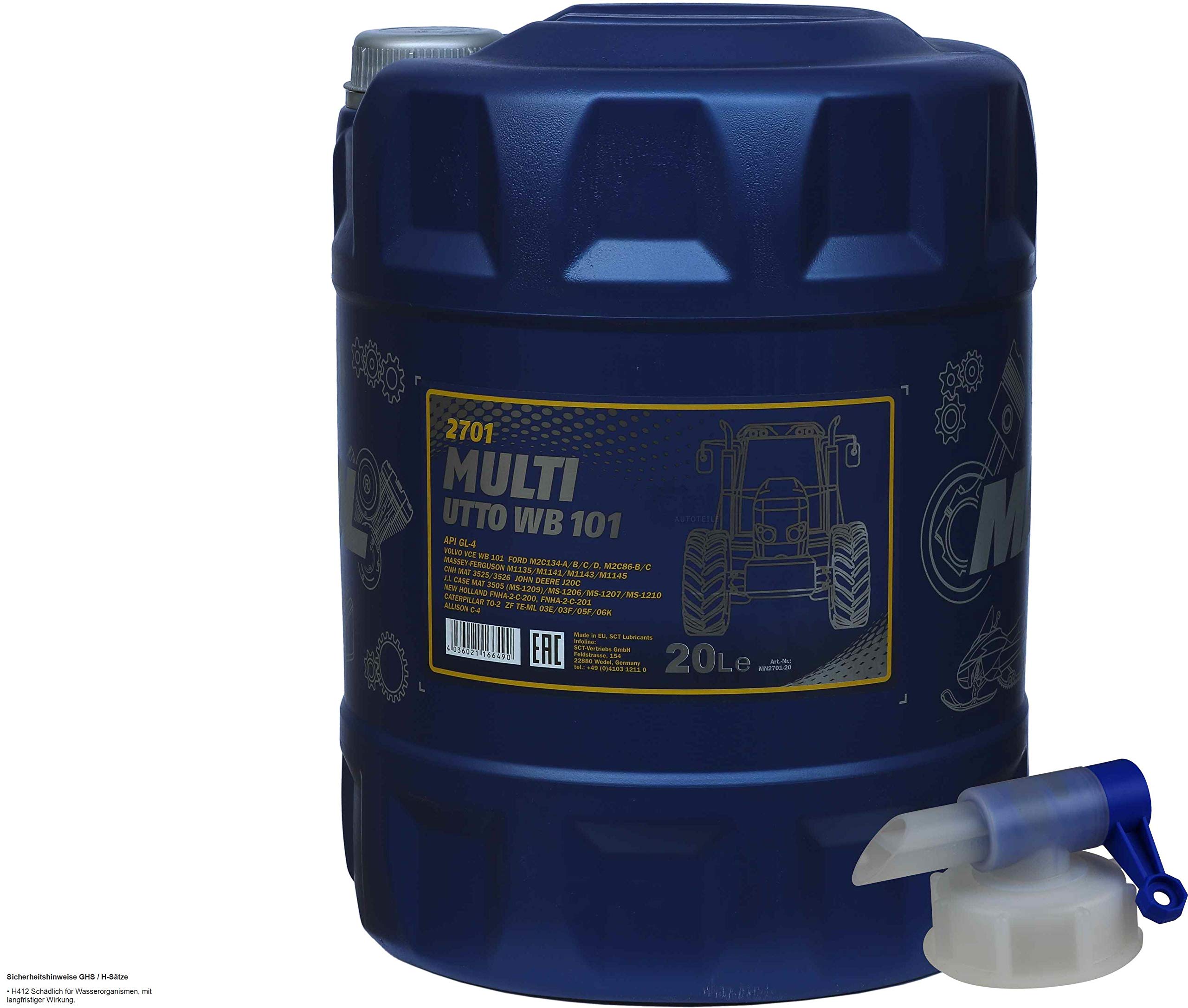Mannol Multi UTTO WB 101 API GL-4 - Aceite para maquinaria agrícola (20 L) + grifo