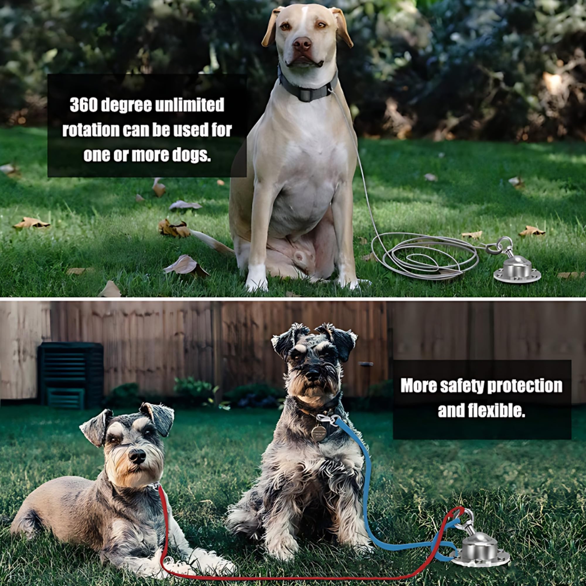 Boulon Antirouille Robuste Pivotant à 360 °, Chaîne d'Ancrage Pour Chien Et Chat, Ensemble De Fixation De Piquet De Sol Extérieur, Assorti De 6 Clous Longs, Sécurité Solide, Pour Extérieur, Cour