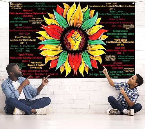 Miniatura 2 de Nepnuser Telón de fondo para cabina de fotos del mes de la historia negra, decoración de fiesta nacional afroamericana, decoración de girasol,