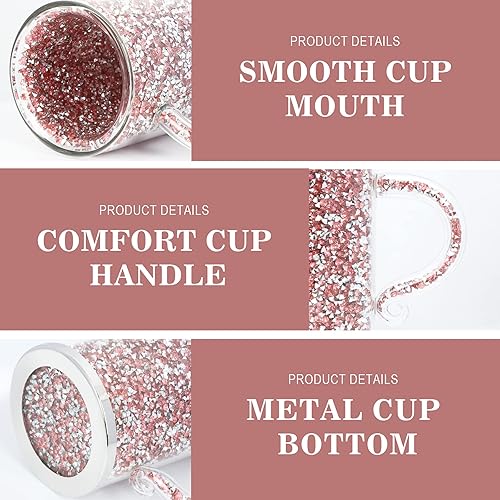 Miniatura 4 de sugarchef Cristales - Juego de 6 tazas de café de 6 onzas con asas para bebidas calientes, chocolate con leche, diamantes y té, juego de tazas de