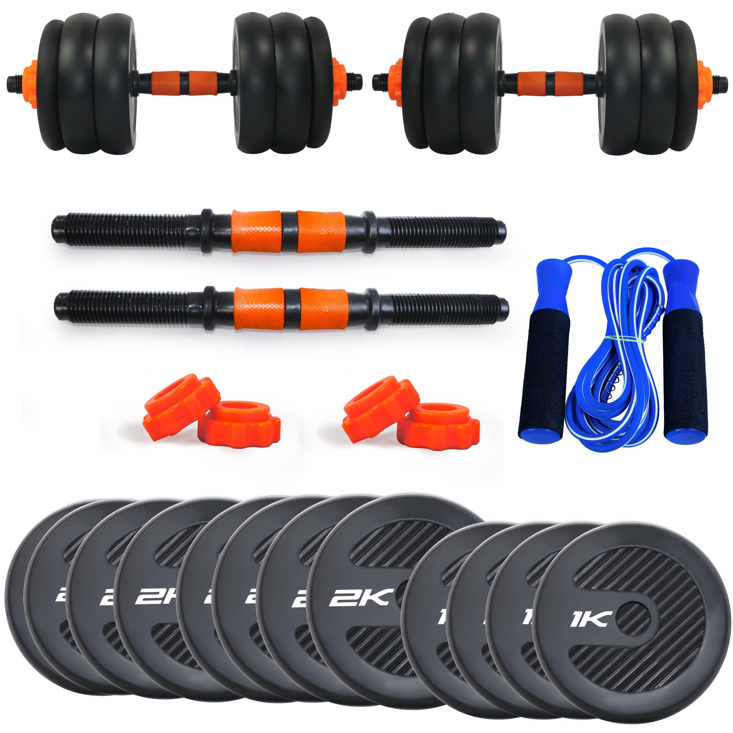 WATSON Premium Rubber Dumbbell Set For Men & Women Fitness, Dumbbell Set With 20Kg (1Kgx4, 2Kgx8) Rubber Weight Plates, Hard PVC 17" Dumbbell Rods, Ball Bearing Skipping Rope (B0CL3KVDLW) Amazon Price History, Amazon Price Tracker