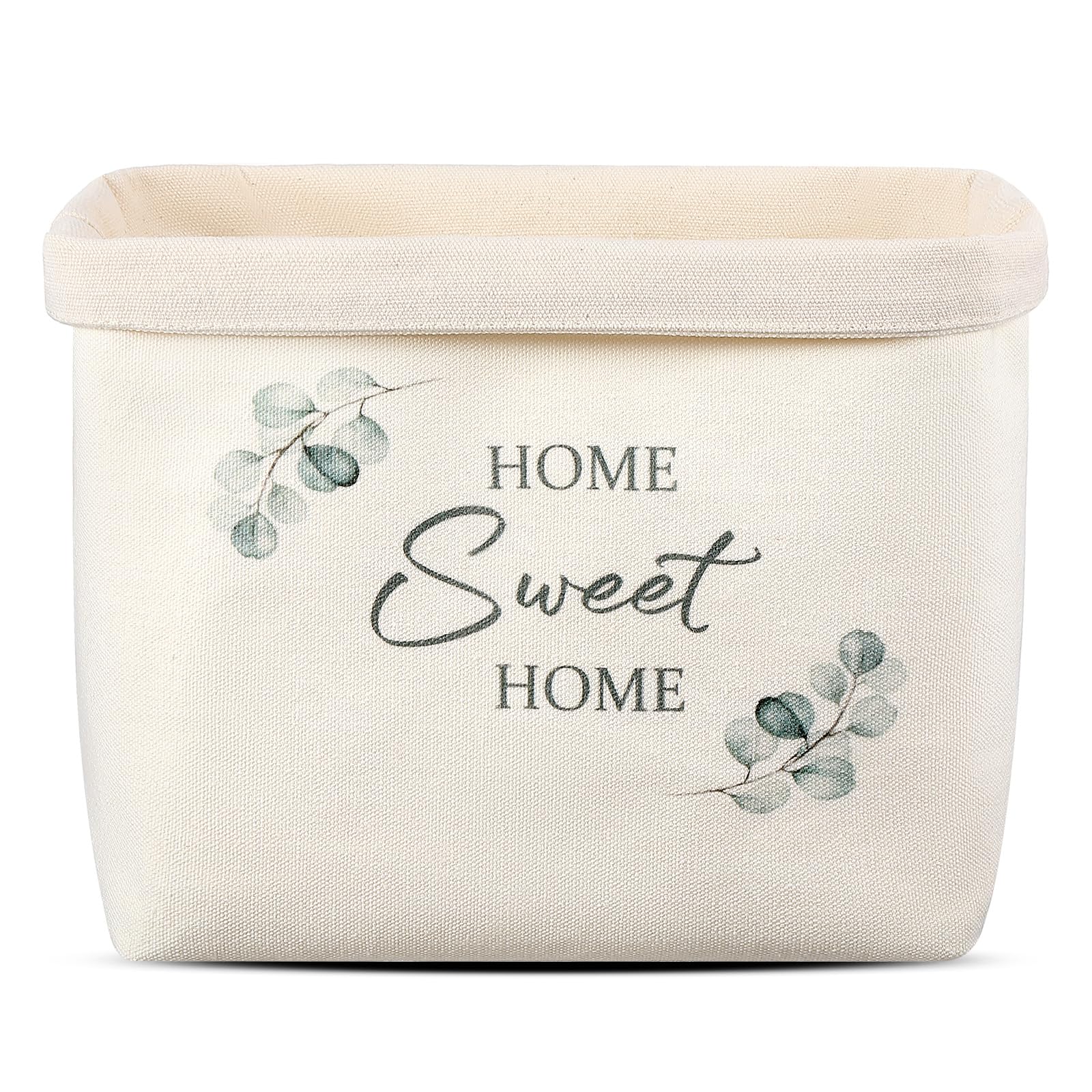 Xuniea Brotkorb Home Sweet Home Geschenk zum Umzug oder Auszug Brötchenkorb Einzugsgeschenk Brottasche Geschenkidee zum Einzug Brotkorb aus Stoff (Eukalyptus)