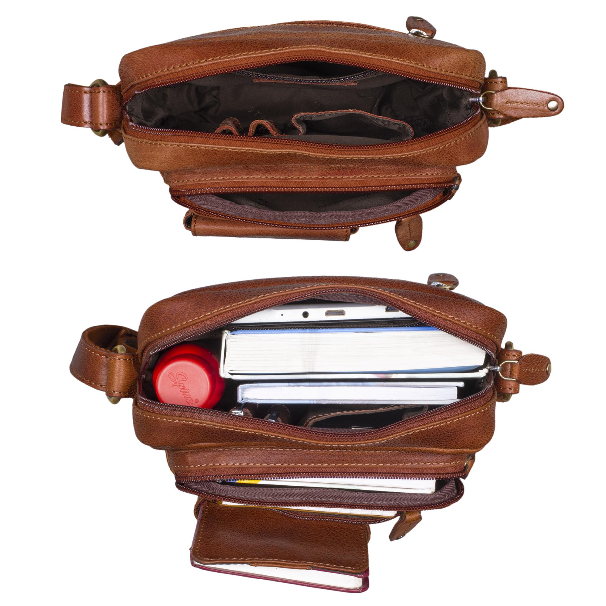 STILORD Ryan Crossbody Tasche Herren Leder Umhängetasche Vintage Ledertasche 9,7 Zoll iPad Messenger Bag Echtleder Braun