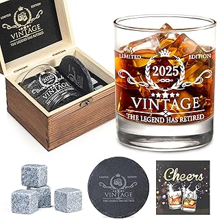 Retirement Whiskey Glass Set with Retirement Gift Box