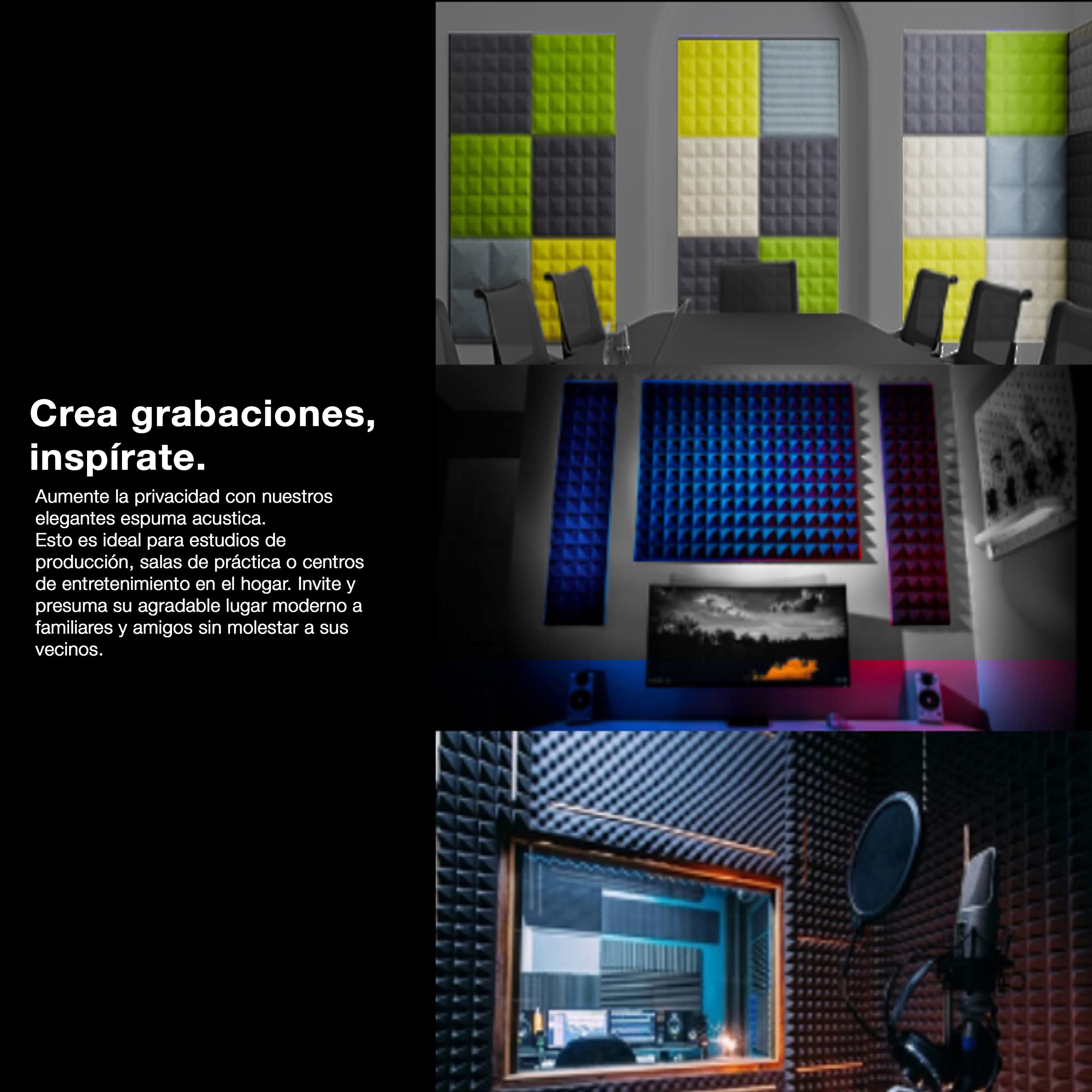 Fstop Labs Paneles Acusticos 12 Piezas, 2,5x30x30 cm Panel Acustico Aislamiento Acustico para Estudios de Grabación, Oficinas, Sala Acústica, Insonorizacion Acustica Pared