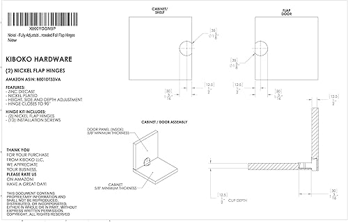 Miniatura 4 de Bisagras pequeñas Rockler  Bisagras ajustables ocultas con solapa de otoño, perfectas para escritorio de computadora, bisagras de gabinete de níquel
