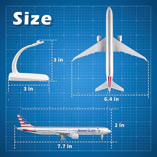 Miniatura 5 de Lose Fun Park (2 unidades de modelos de avión fundidos a presión escala 1300 American Boeing 777 y Delta Boeing 747 Modelos