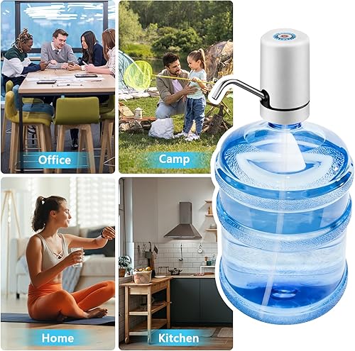 Miniatura 5 de Dispensador de agua para botella de 5 galones, bomba de botella de agua portátil con carga USB, interruptor automático, dispensador de agua portátil