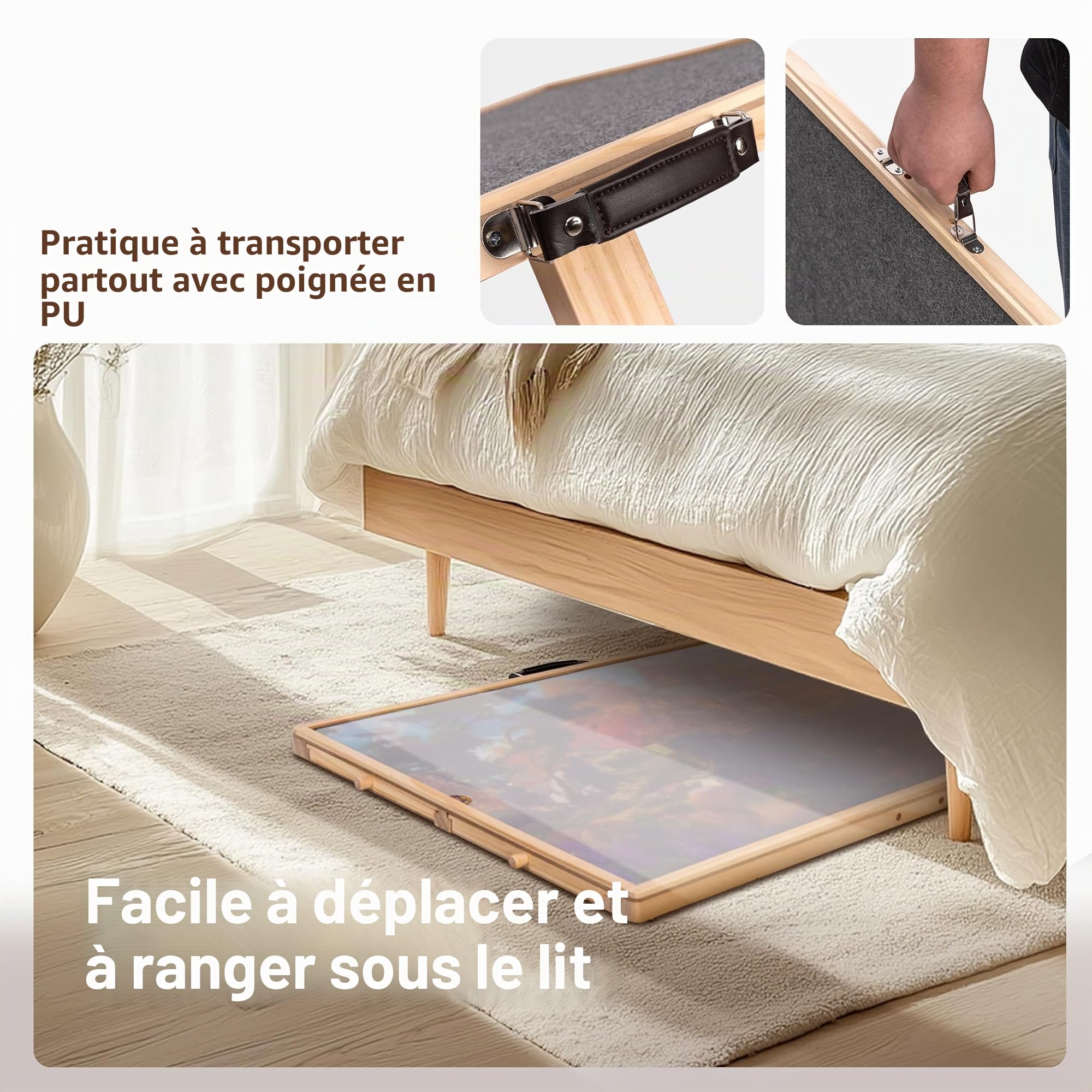 Lavievert Planche à puzzle rotative de 1000 pièces avec 4 tiroirs de tri, table de puzzle inclinable avec couvercle, plateau de puzzle en bois avec plateau antidérapant pour adultes