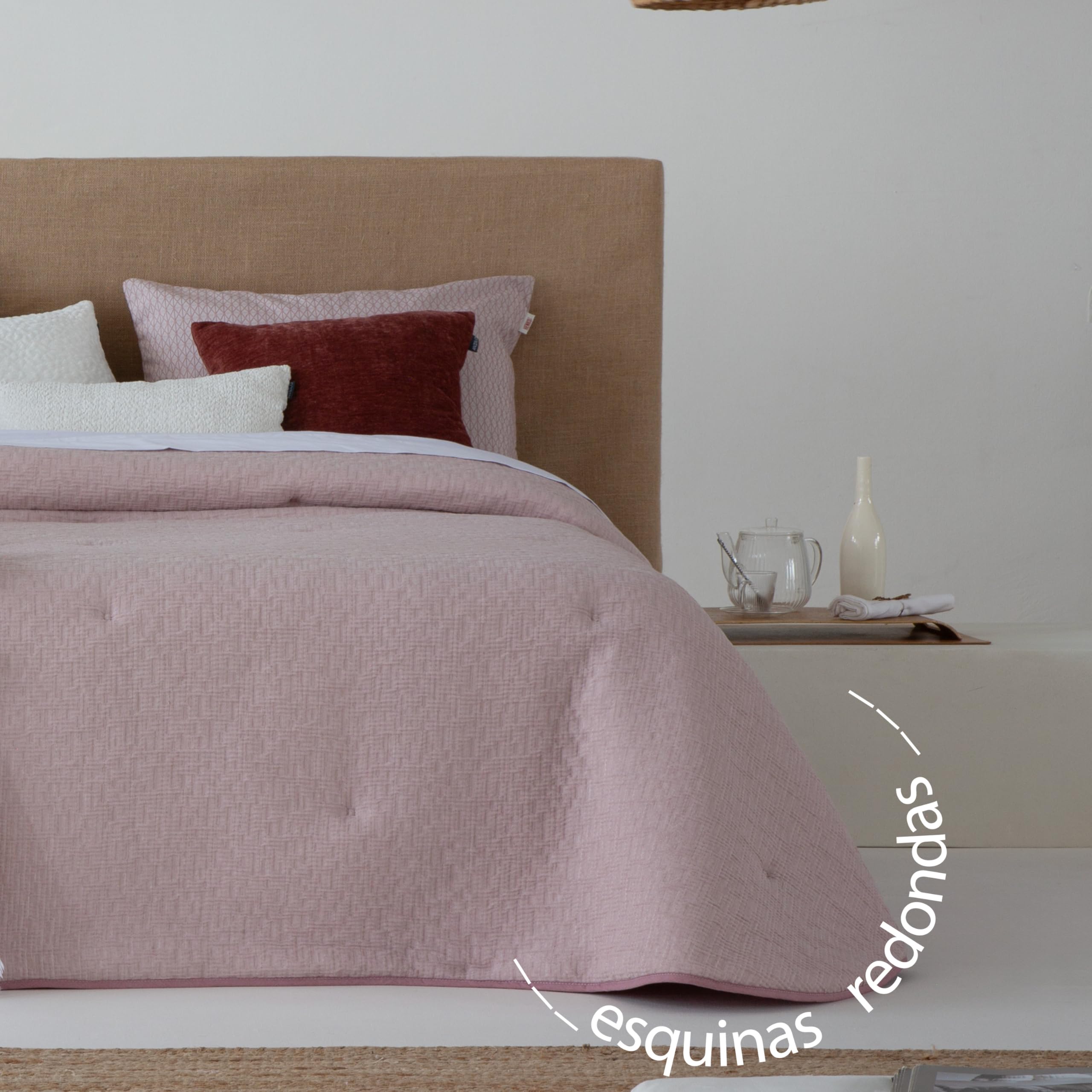 Henko – Edredones Nórdicos y Conforters | Edredón Nórdico Naelis Rosa | Cama 90 cm | Acolchados Decorativos de Invierno | Suave y de Fácil Lavado