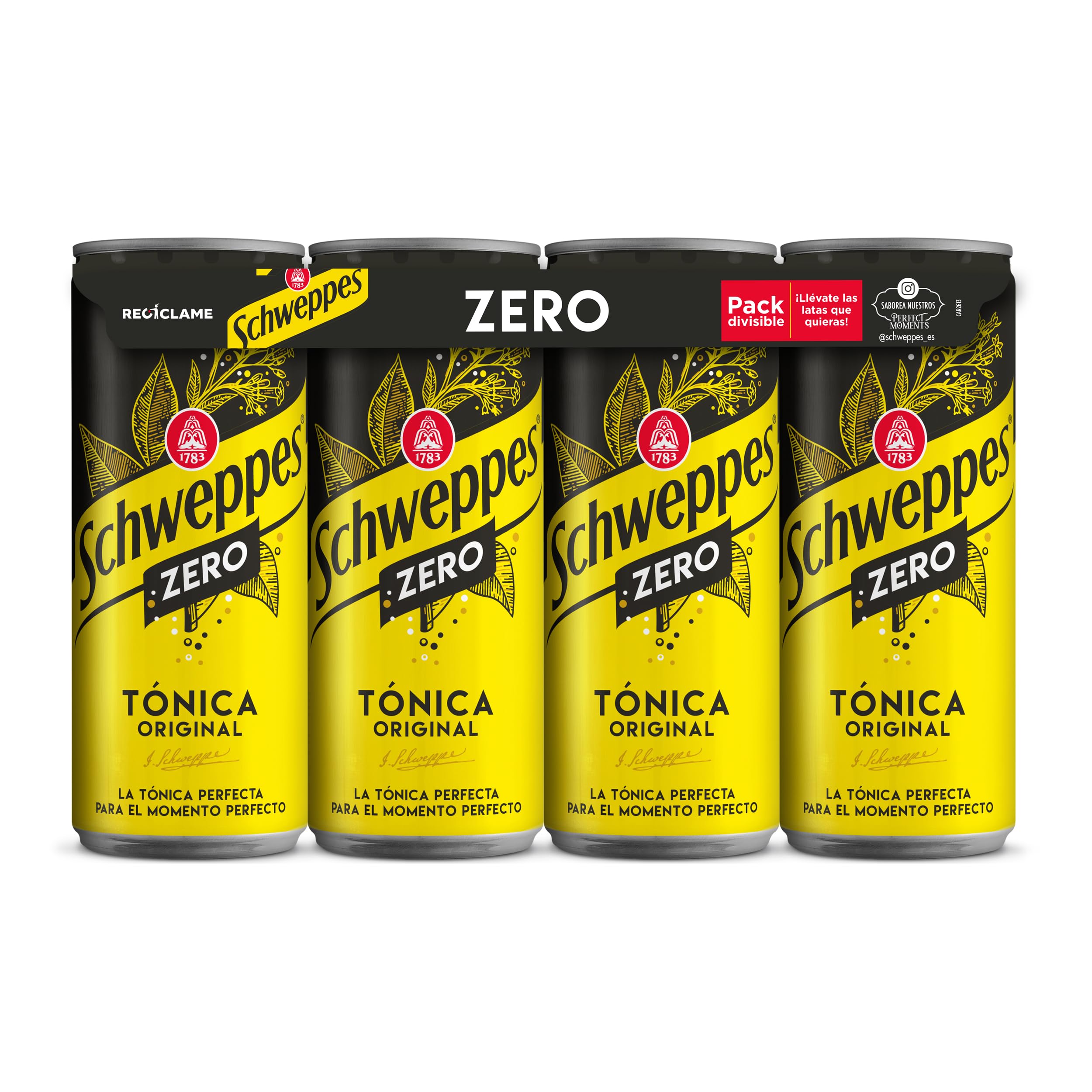 Schweppes Tónica Zero, sin Azúcar ni Calorías - Lata 33cl x8